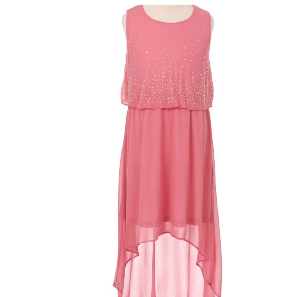Big Girls Toddler High Low Sparking Chiffon Special Occasion Flower Girl Dress